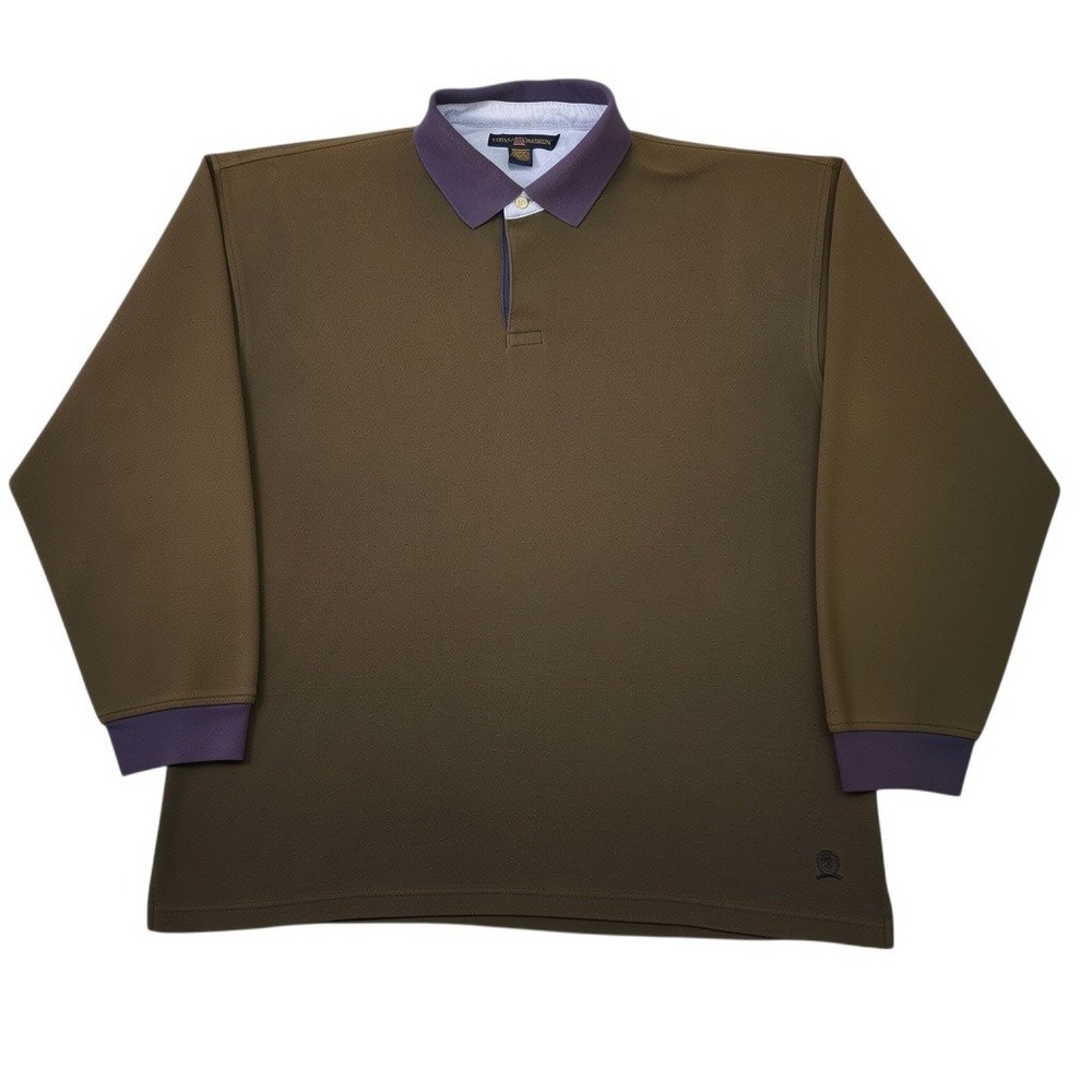 Tommy Hilfiger Polo Shirt Mens XXL Faded Green Fleece Grunge Vintage 90s